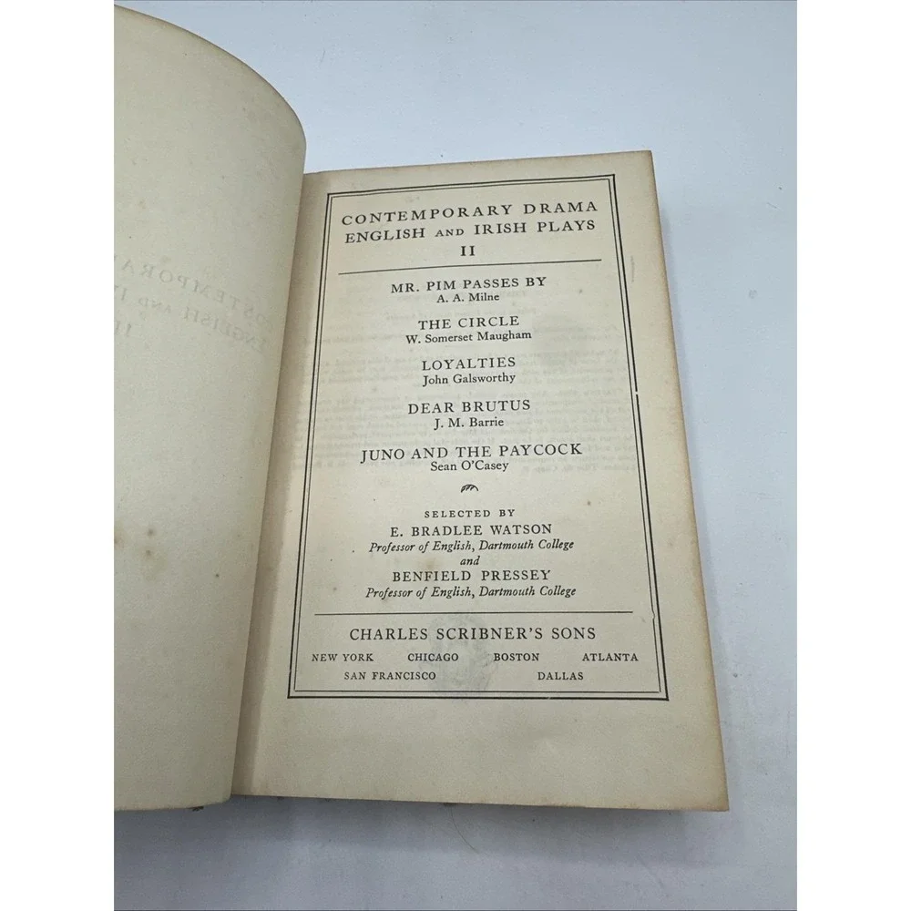Contemporary Drama English and Irish Plays II Book by Watson & Pressey 1931 HC